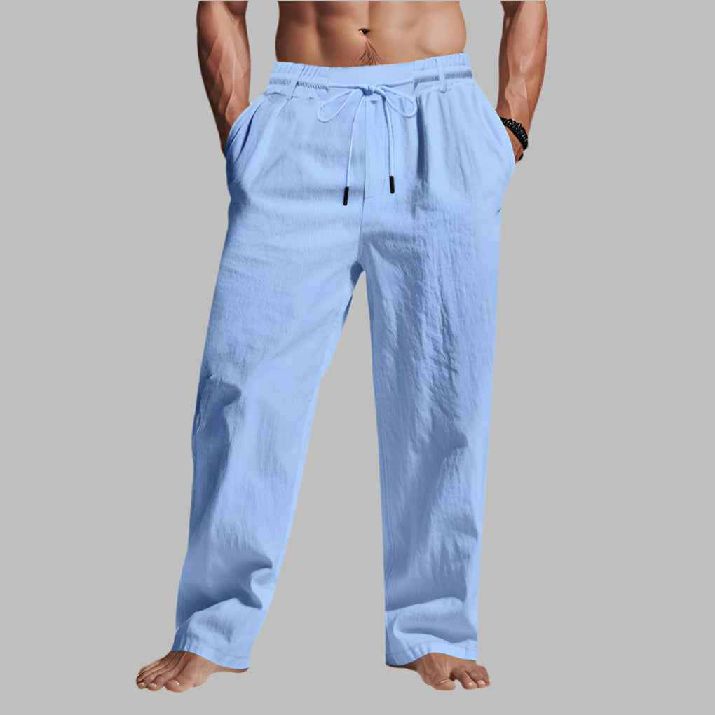 Men's Relaxed Fit Pants with Adjustable Waist Drawstring Sky Blue