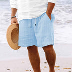 Men's Relaxed Fit Shorts – Breathable Fabric with Drawstring and Side Pockets Light Blue