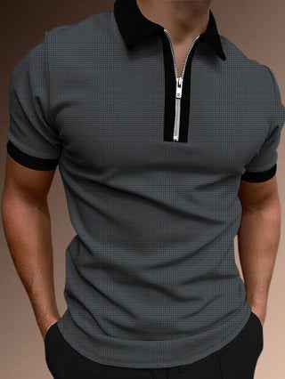 Men's Slim Fit Polo Shirt – Half Zip – Breathable Fabric – Subtle Design Dark Grey