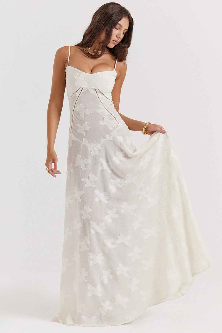 Ariana | Women's Elegant Maxi Dress - Silky Slim Fit - Spaghetti Straps White