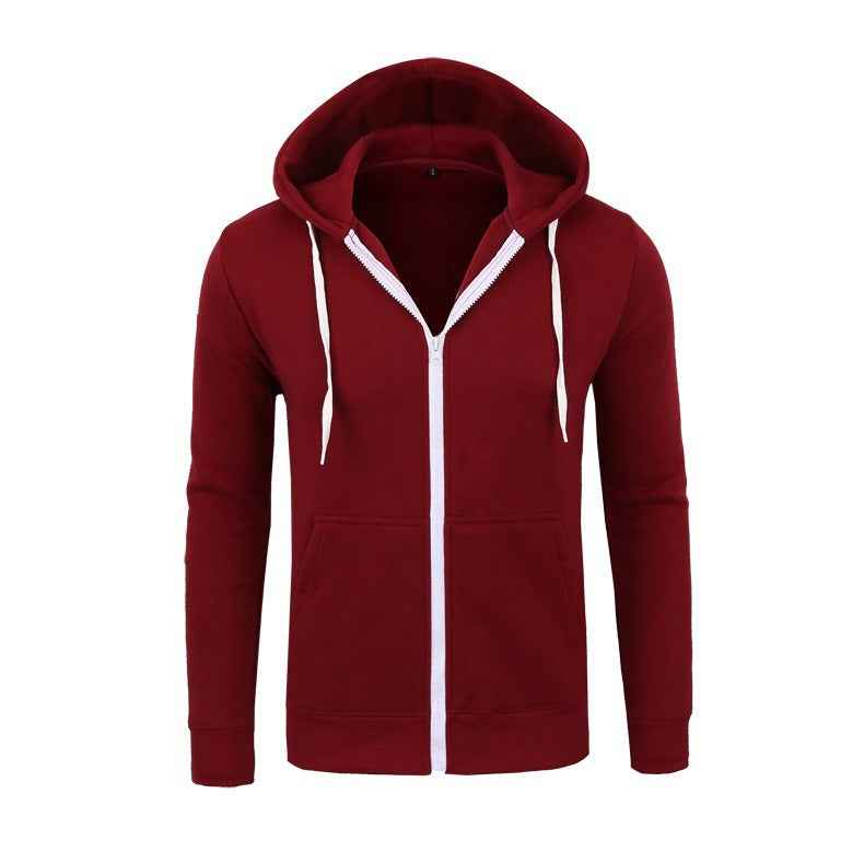 Men's Casual Hoodie – Regular Fit – Cotton Blend – Zippered Hood Claret