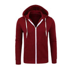Men's Casual Hoodie – Regular Fit – Cotton Blend – Zippered Hood Claret