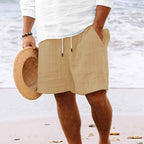 Men's Relaxed Fit Shorts – Breathable Fabric with Drawstring and Side Pockets Khaki