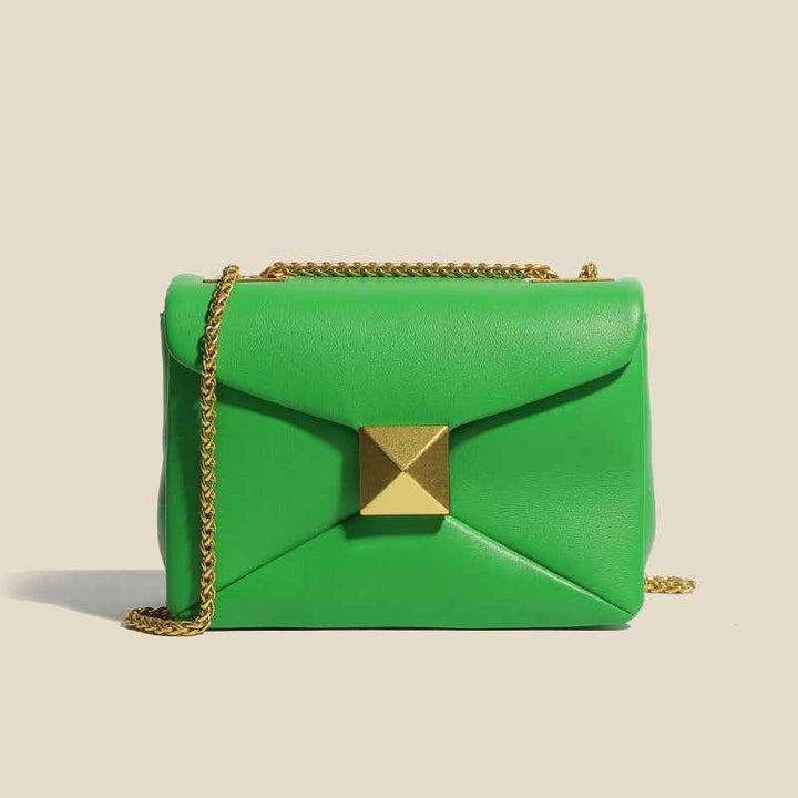 Chic Leather Chain Crossbody Bag Green