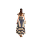 Women's Striped A-Line Midi Dress – Relaxed Fit – Cotton Blend – Ruffle Straps