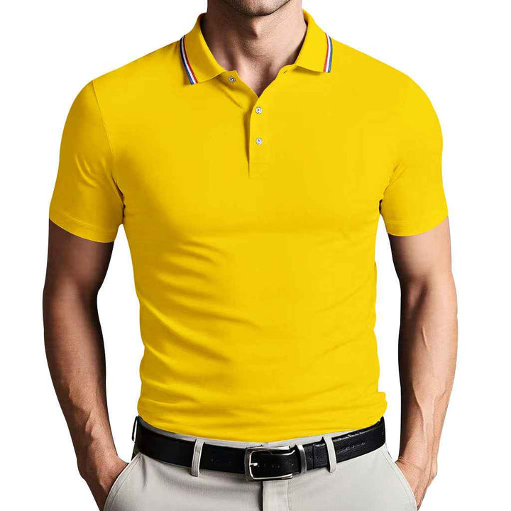 Men's Slim Fit Polo Shirt – Breathable Cotton – Short Sleeve – Sporty Style Yellow