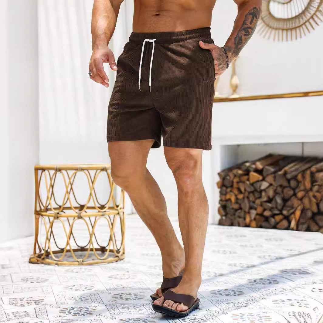 Men's Corduroy Shorts – Relaxed Fit with Drawstring Waist – Casual Style