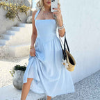 Women's Sleeveless A-line Midi Dress – Casual Fit in Natural Fabrics