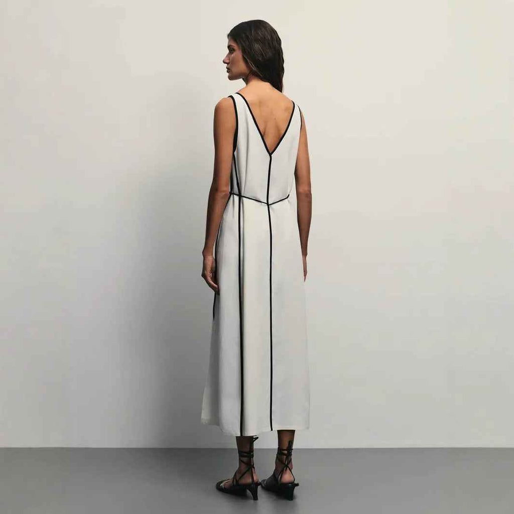 Women's Midi A-Line Dress – Sleeveless U-Neck – Breathable Fabric