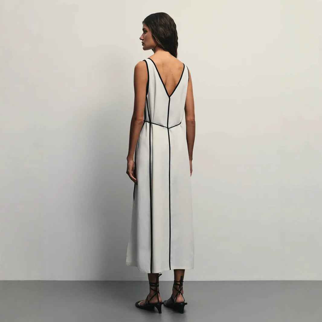 Women's Midi A-Line Dress – Sleeveless U-Neck – Breathable Fabric