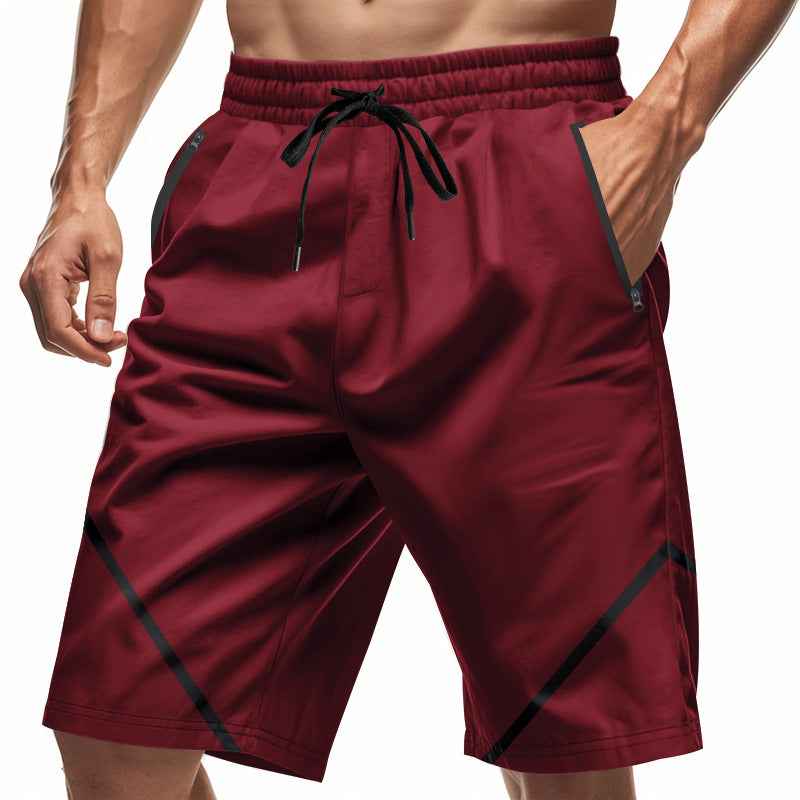 Men's Quick-Dry Sport Shorts – Loose Fit, Knee-Length with Zipper Pockets and Drawstring