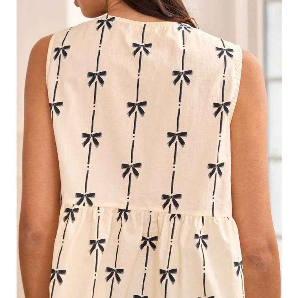 Women's Sleeveless Blouse – Relaxed Fit – V-Neck – Lightweight & Breathable with Tie Detail