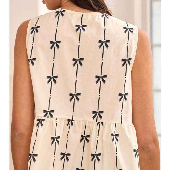 Women's Sleeveless Blouse – Relaxed Fit – V-Neck – Lightweight & Breathable with Tie Detail