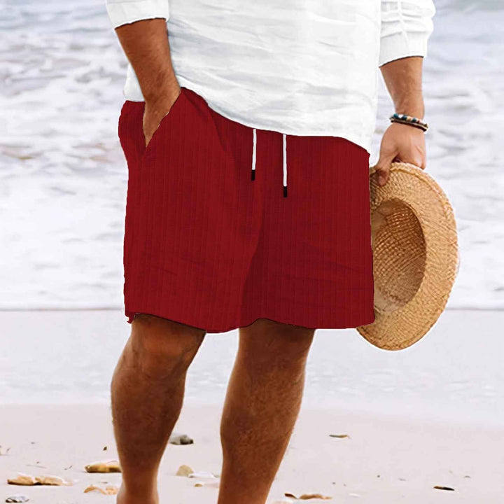 Men's Relaxed Fit Shorts – Breathable Fabric – Drawstring – Multiple Pockets Dark Red