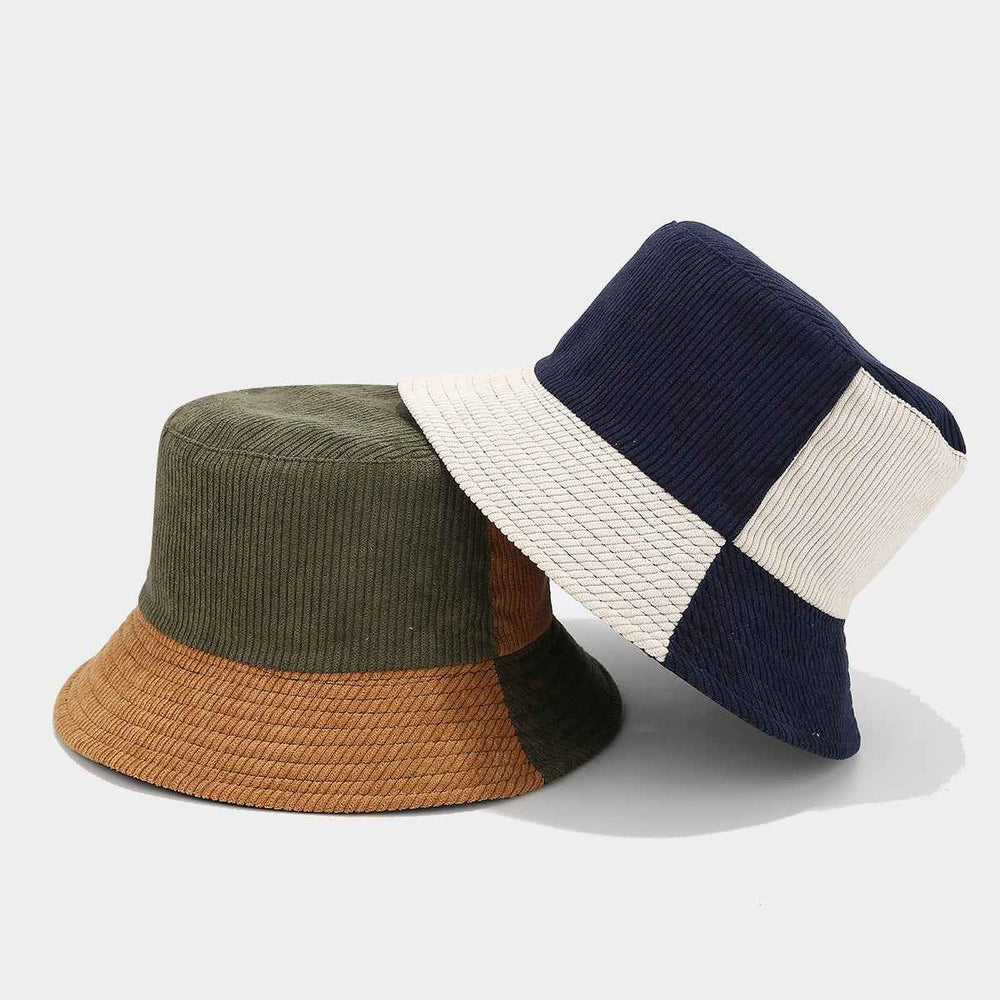Stylish Corduroy Bucket Hat with Patches