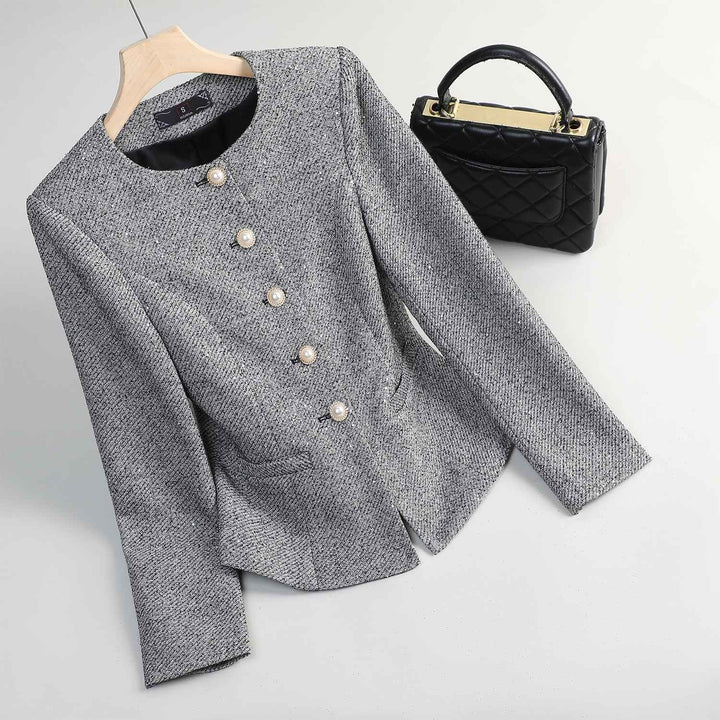 Women's Pearl Button Blazer Gray