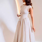 Women's A-Line Midi Dress – Fitted Sleeveless Design with Back Detail