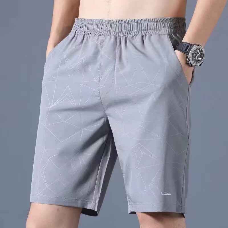 Men's Relaxed Fit Shorts – Breathable Fabric, Elastic Waistband, Side Pockets Light Grey