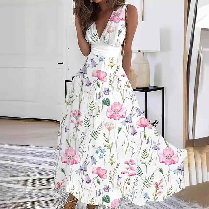 Sabrina | Enchanting Floral Maxi Dress for Effortless Elegance Pink Flower
