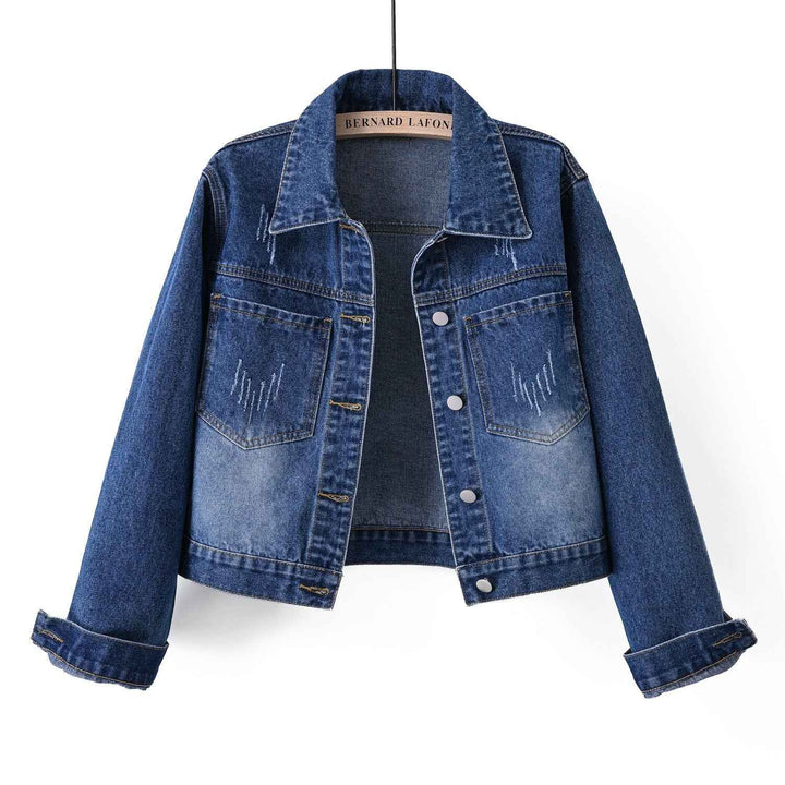 Women's Classic Denim Jean Jacket Dark Blue