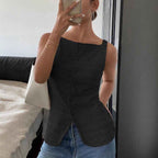 Donna | Women's Square Neck Sleeveless Top Black