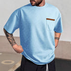 Men's Casual T-Shirt – Relaxed Fit – Breathable Fabric – Chest Pocket Light Blue