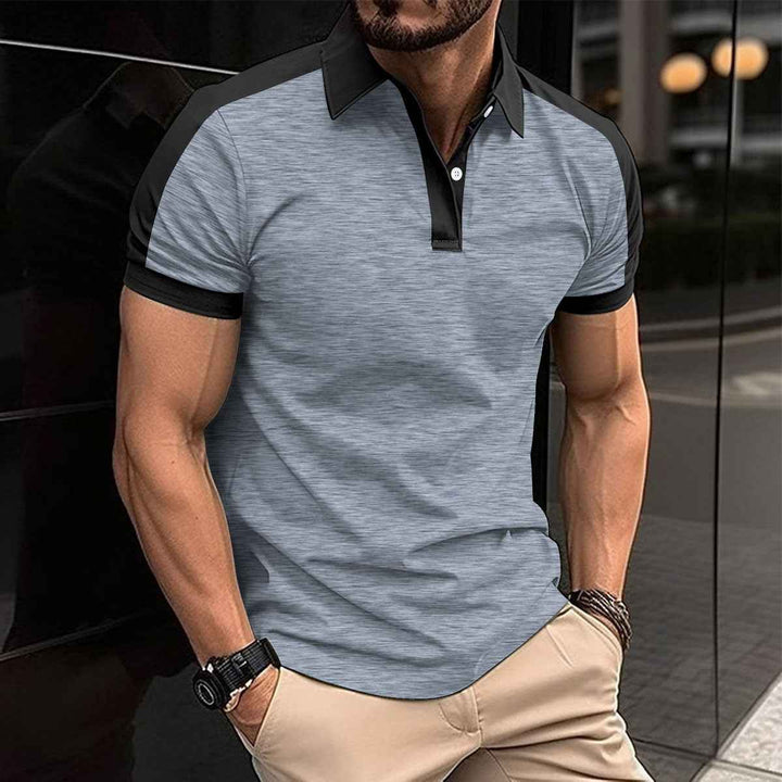 Men's Slim Fit Polo Shirt – Breathable Comfort with Contrast Collar and Cuffs Grey