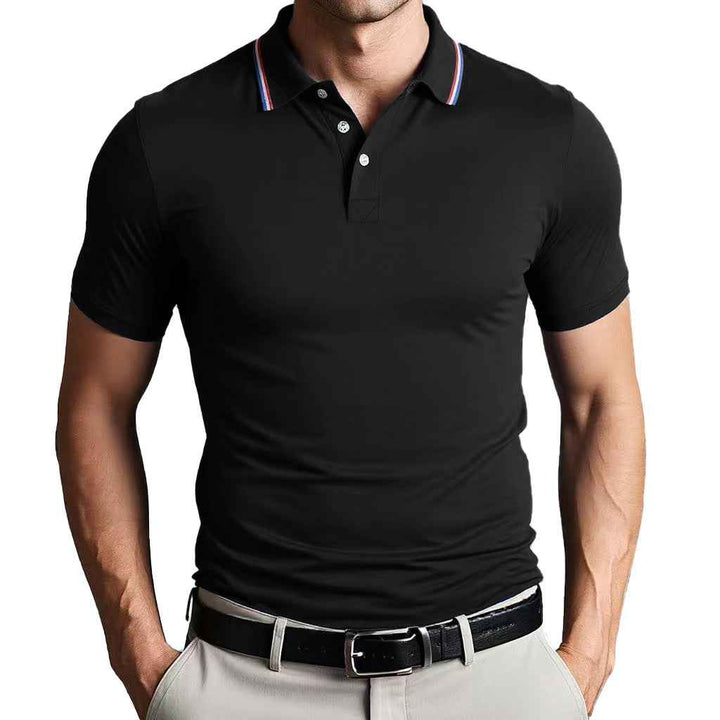 Men's Slim Fit Polo Shirt – Breathable Cotton – Short Sleeve – Sporty Style Black