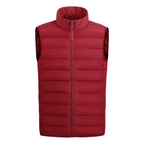 Men's Quilted Puffer Vest | Stand Collar Hip-Length Design Red