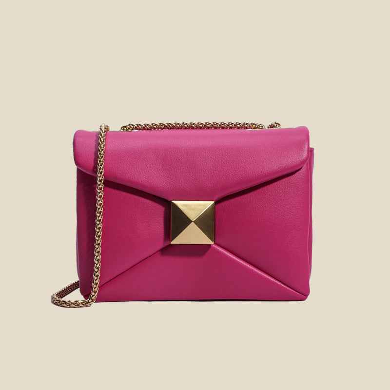 Chic Leather Chain Crossbody Bag Pink