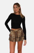 Womens Leopard Print Skirt - Ember Style Leopard Brown