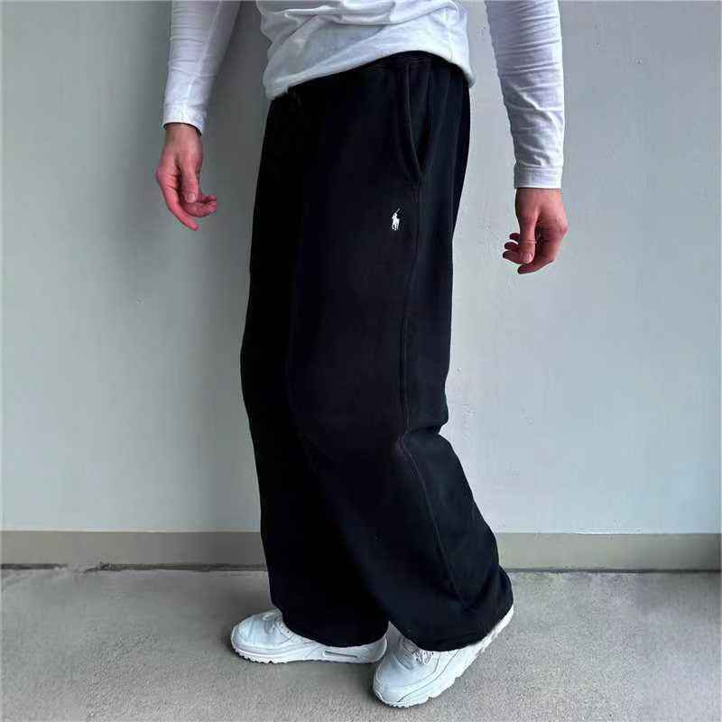 Men's Classic Wool Sweatpants with Side Pockets Zwart