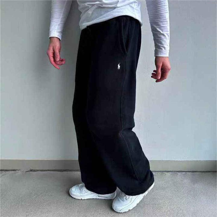 Men's Classic Wool Sweatpants with Side Pockets Zwart