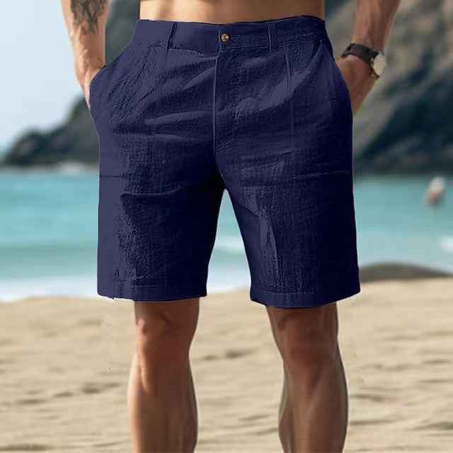 Men's Knee-Length Shorts – Relaxed Fit – Breathable Fabric – Utility Pockets Navy Blue