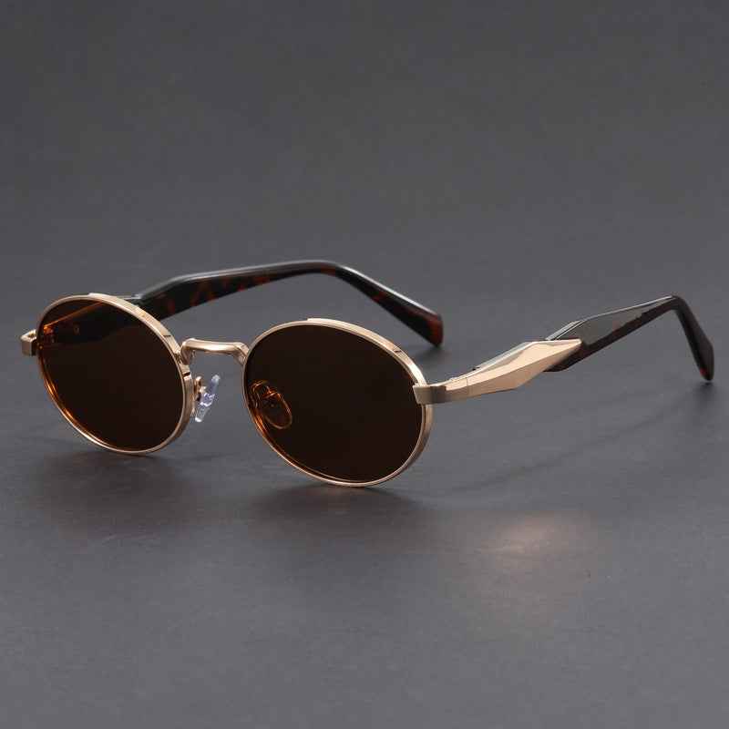 Vintage-Inspired Gold Sunglasses Gold Brown