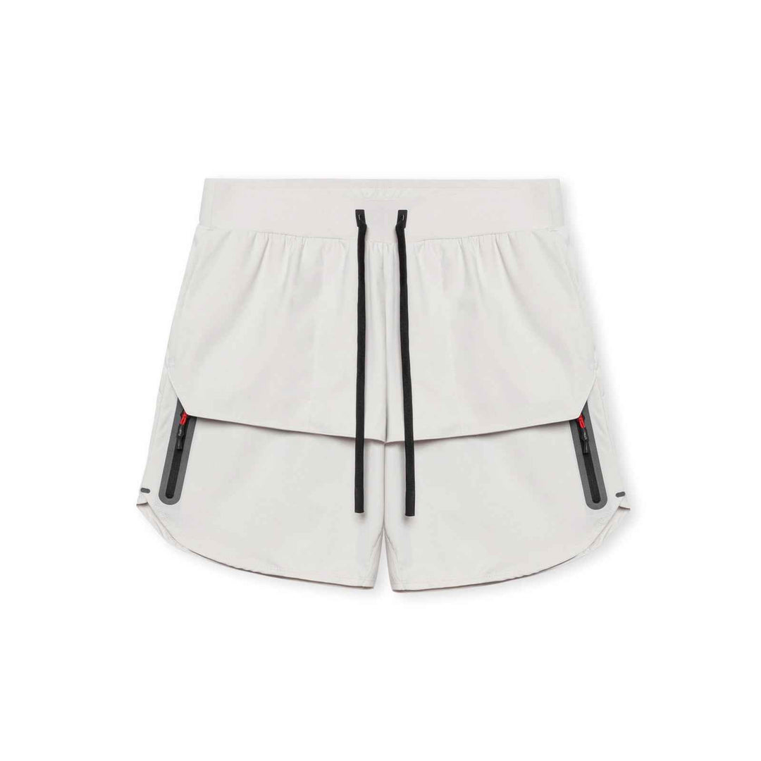 Men's Breathable Sport Shorts – Relaxed Fit, Zipper Pockets, Adjustable Waistband Ash White