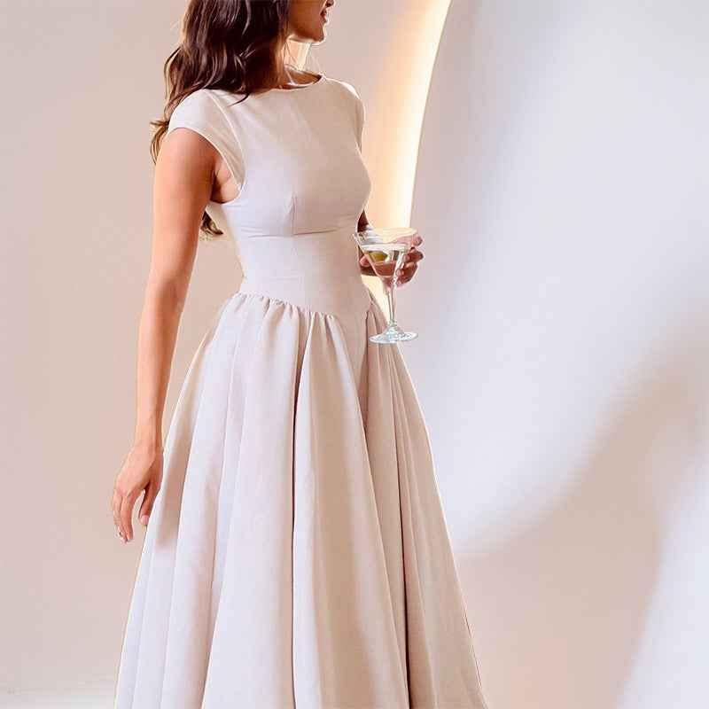 Women's A-Line Midi Dress – Fitted Sleeveless Design with Back Detail