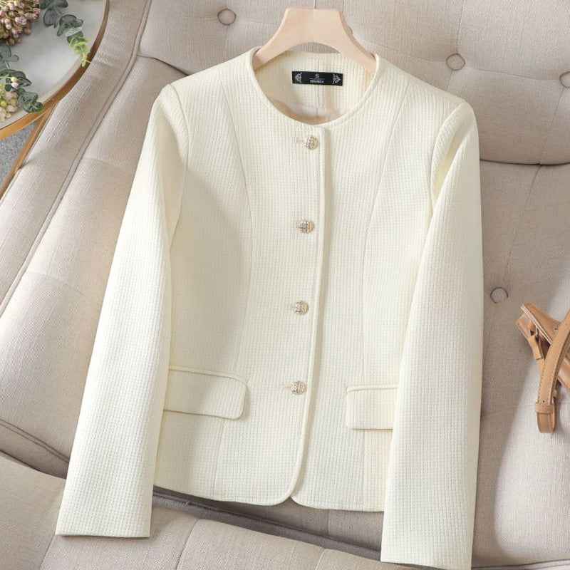 Women's Plaid Blazer - Stylish and Versatile Outerwear Off-white