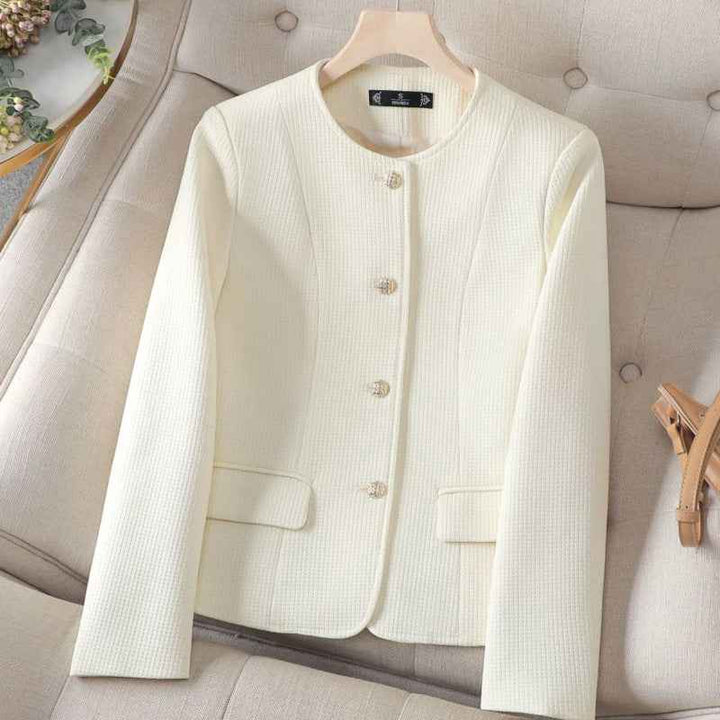 Women's Plaid Blazer - Stylish and Versatile Outerwear Off-white