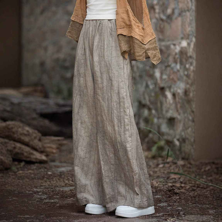 Women's Relaxed Fit Wide Leg Pants – Elastic Waist – Breathable Fabric Light Khaki