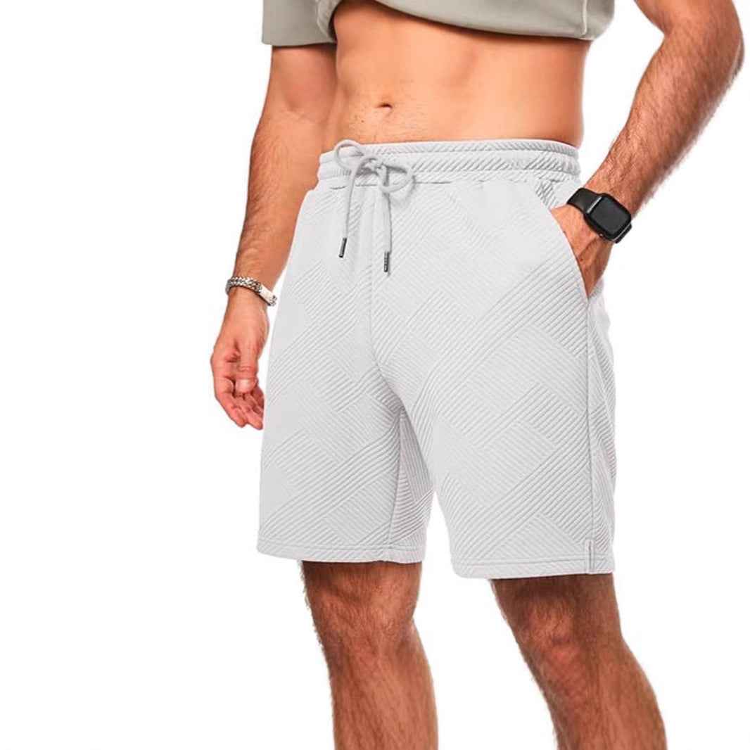 Men's Loose Fit Shorts – Breathable Fabric – Zigzag Design – Drawstring Waist White
