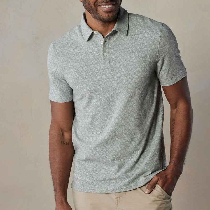 Men's Short Sleeve Polo Shirt – Regular Fit – Breathable with Chest Pocket Grey