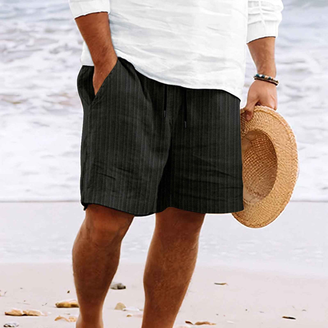 Men's Relaxed Fit Shorts – Breathable Fabric – Drawstring – Multiple Pockets Black