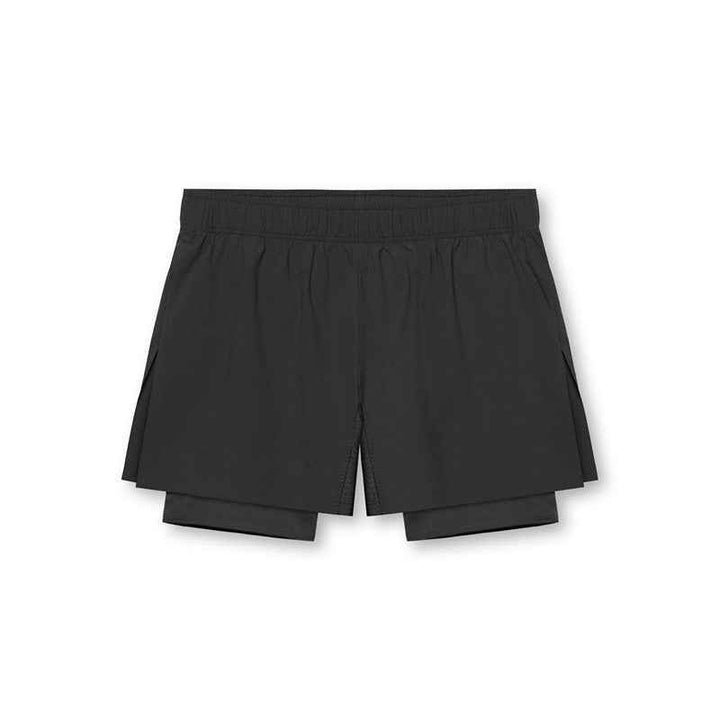 Men's Double Layer Sport Shorts – Compression Lining, Breathable & Quick-Drying Black