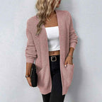 Women's Elegant Long Cardigan with Pockets Pink