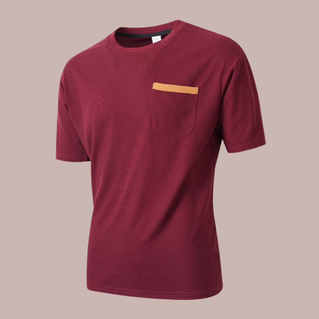 Men's Casual T-Shirt – Relaxed Fit – Breathable Fabric – Chest Pocket Red