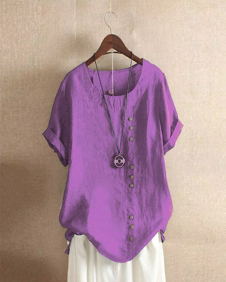 Women's Effortless Button Detail Summer Blouse Purple