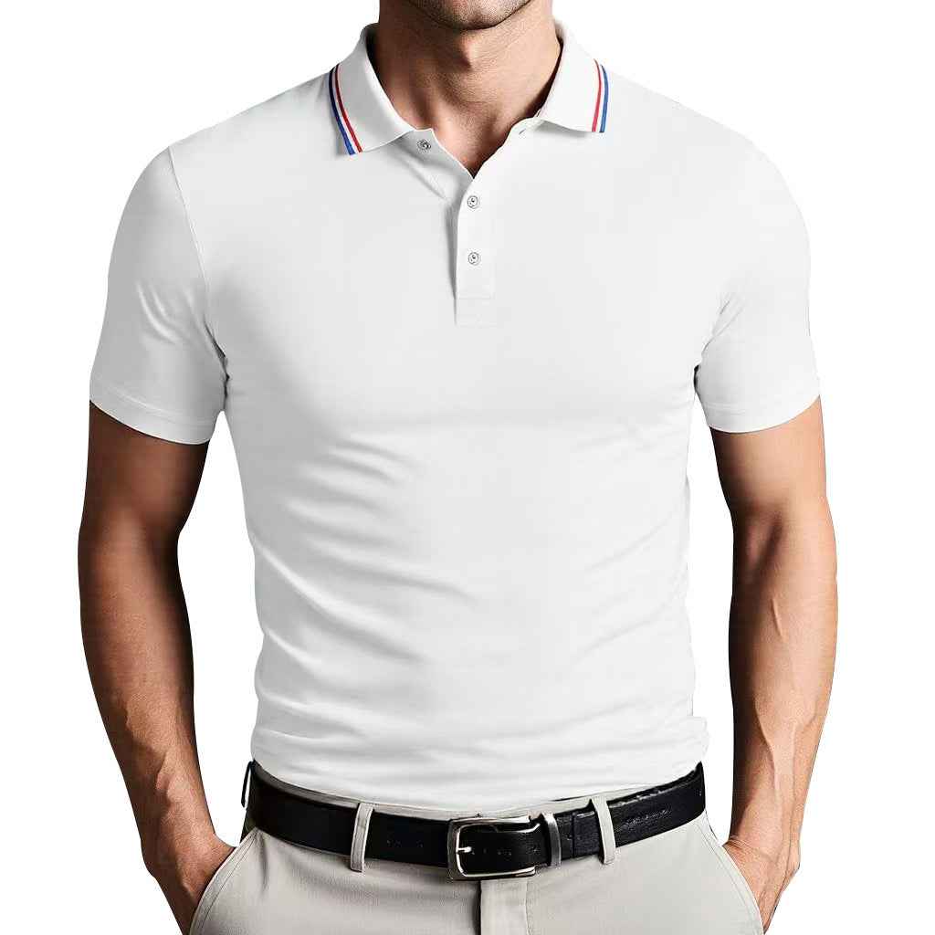 Men's Slim Fit Polo Shirt – Breathable Cotton – Short Sleeve – Sporty Style White