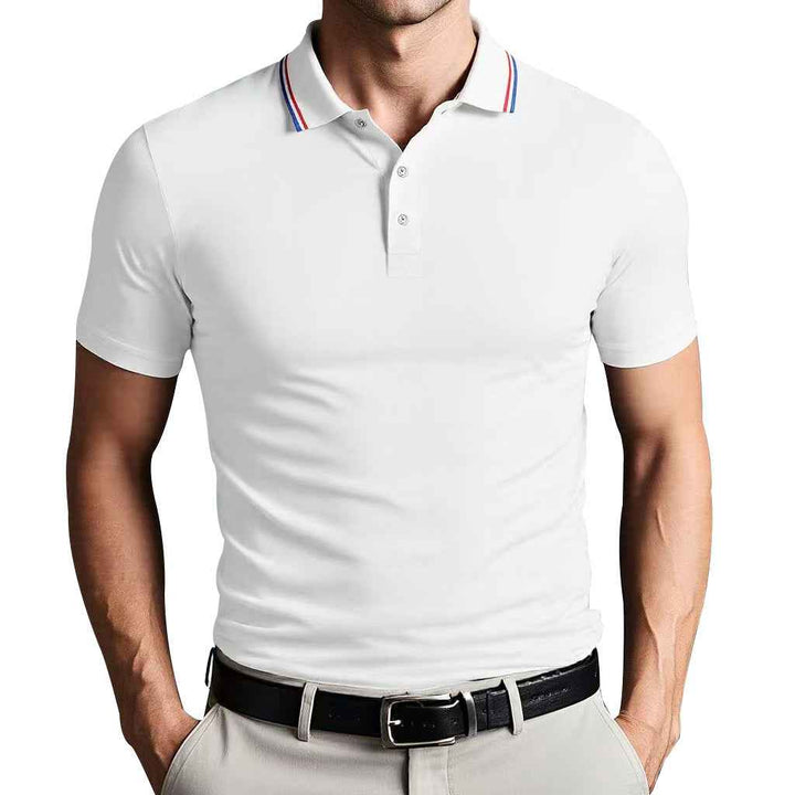 Men's Slim Fit Polo Shirt – Breathable Cotton – Short Sleeve – Sporty Style White