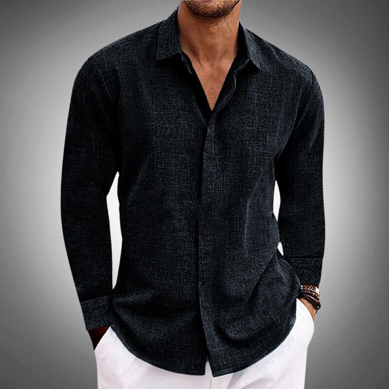 Men's Casual Long Sleeve Shirt Black